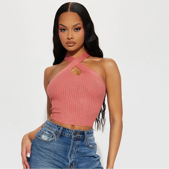 BRAND NEW/NEVER WORN Mauve Sweater Halter Top - Picture 1 of 2